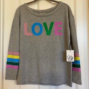 Chaser Love Knit Sweatshirt Gray Multi Size Small